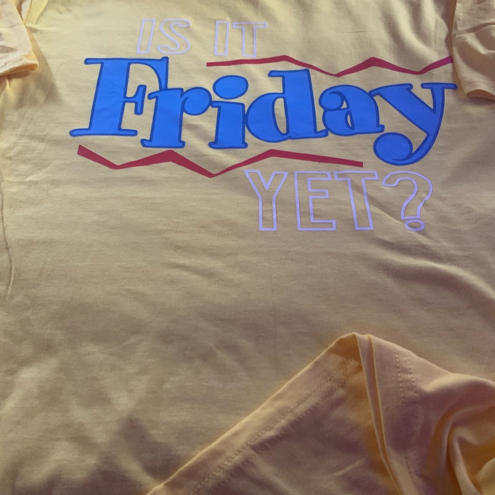 Yellow Graphic Tee with Blue Print